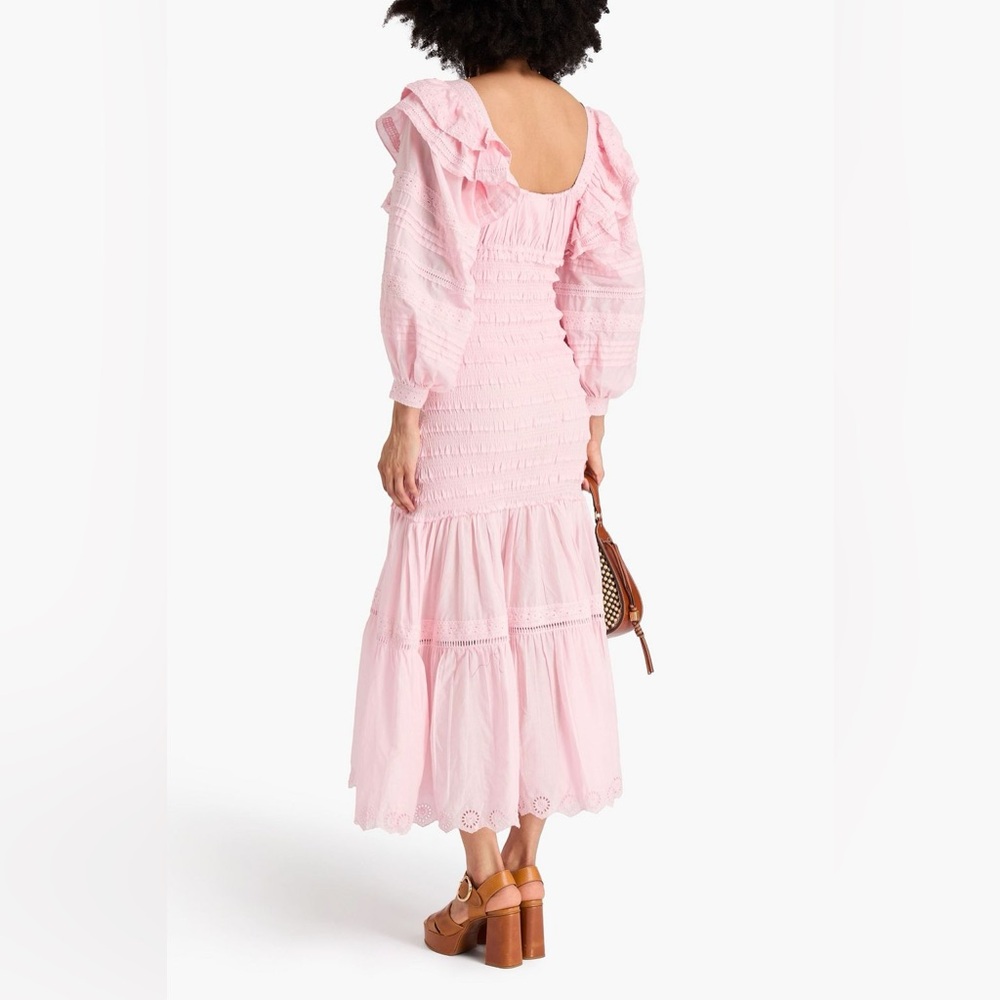 FARM RIO ruffled broderie anglaise cotton midi dress size small - Picture 4 of 14